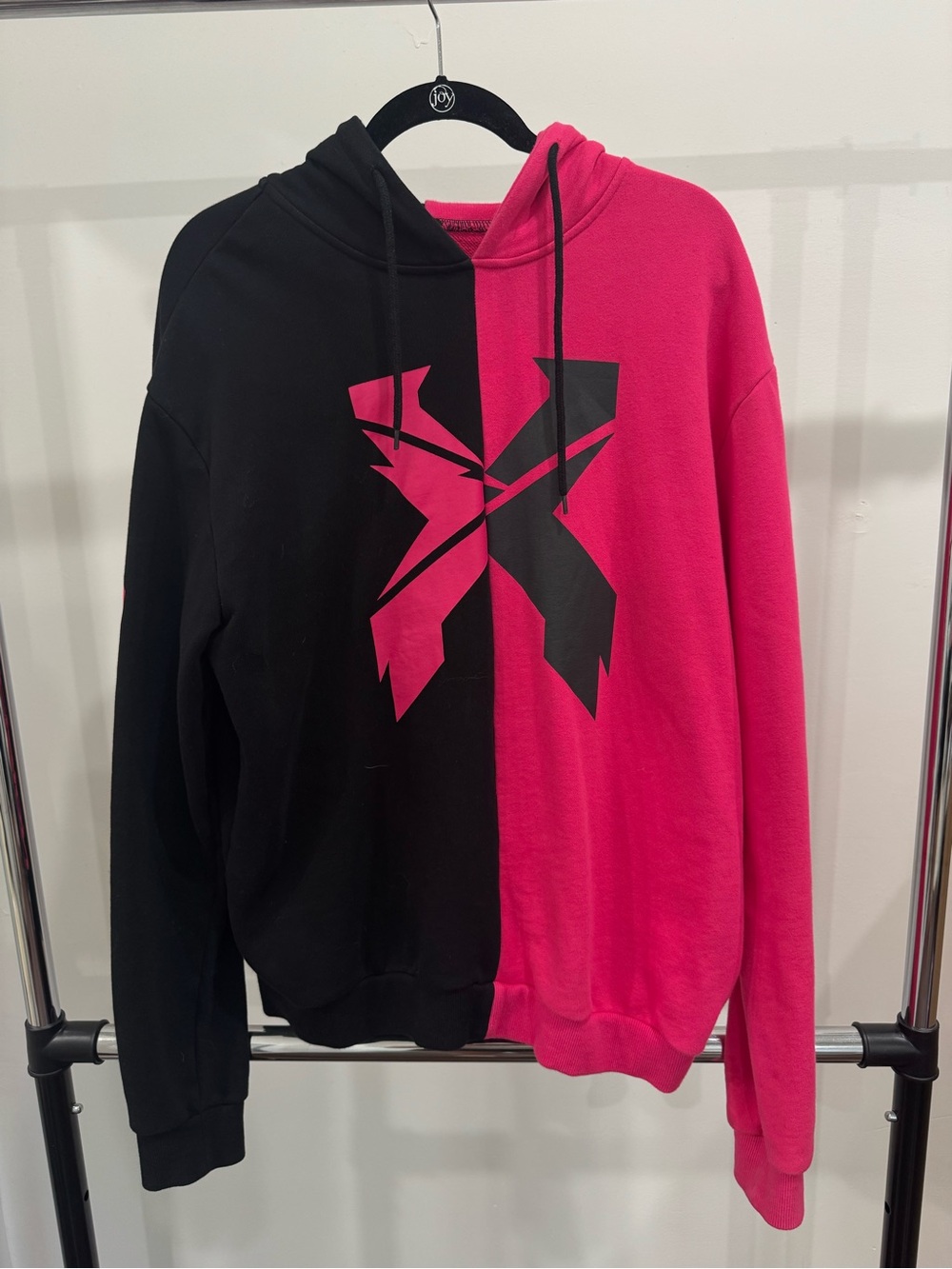 Excision Black & Pink Split Graphic Hoodie Sweatshirt